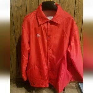 Red  Michigan Bell Vintage Button-Up Jacket Nylon 80s XL To Large Stain Inside